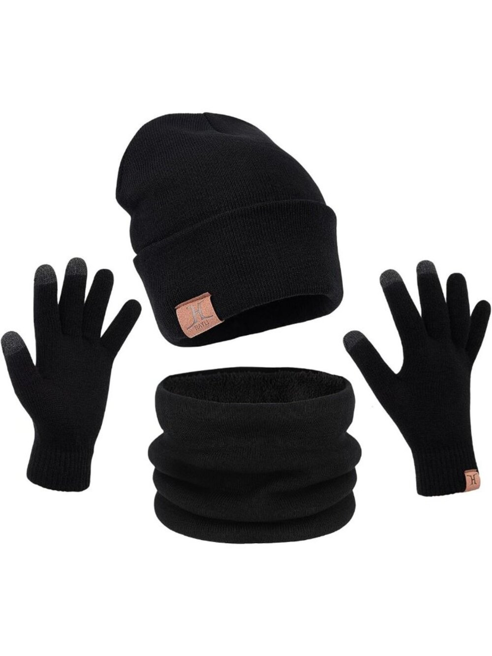 Cozy 3-Piece Knit Beanie, Scarf & Touchscreen Gloves Set for Winter Unisex